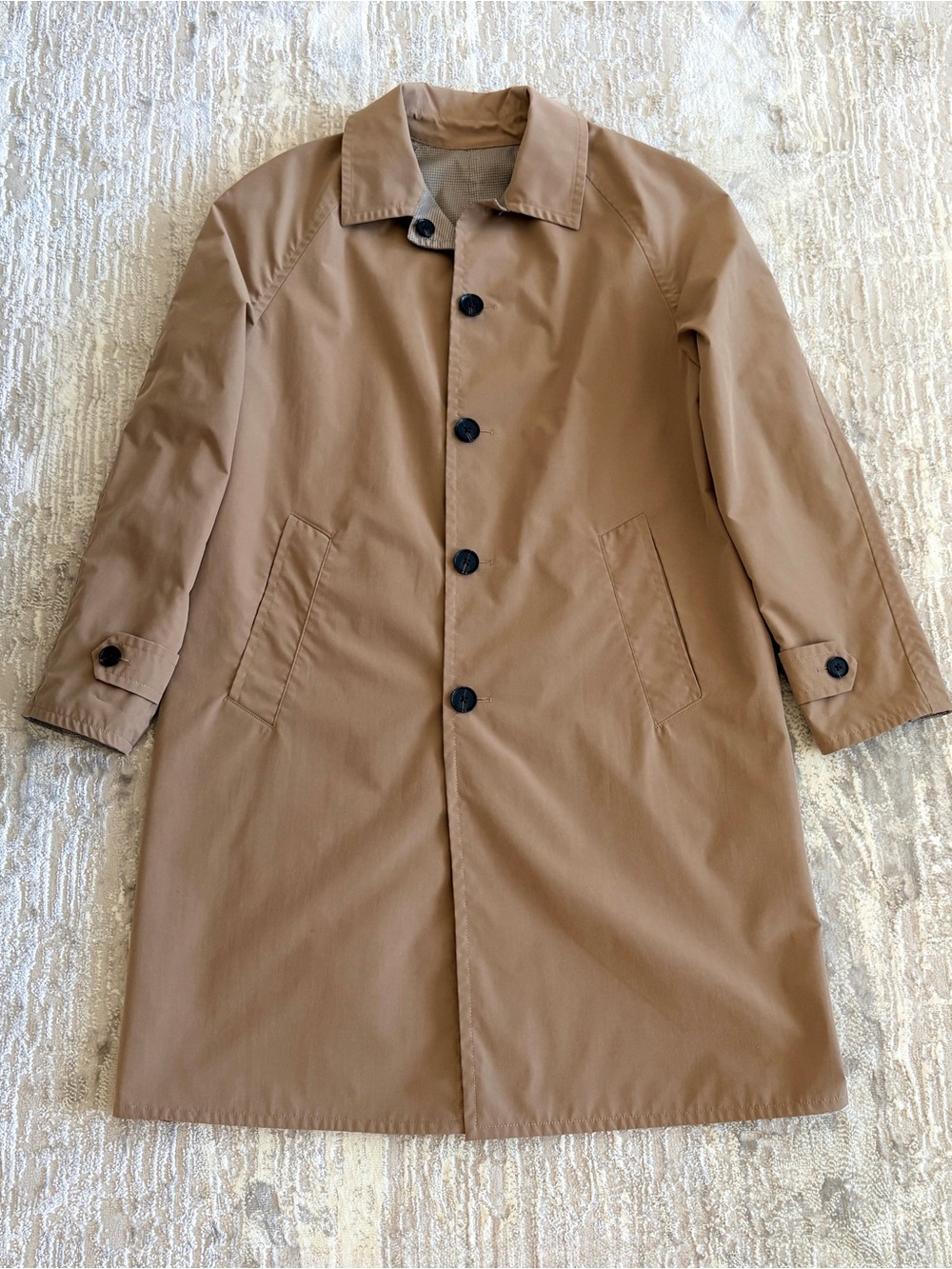 Zara Men's Classic Reversible Tan Overcoat Button-Front Medium Oversized